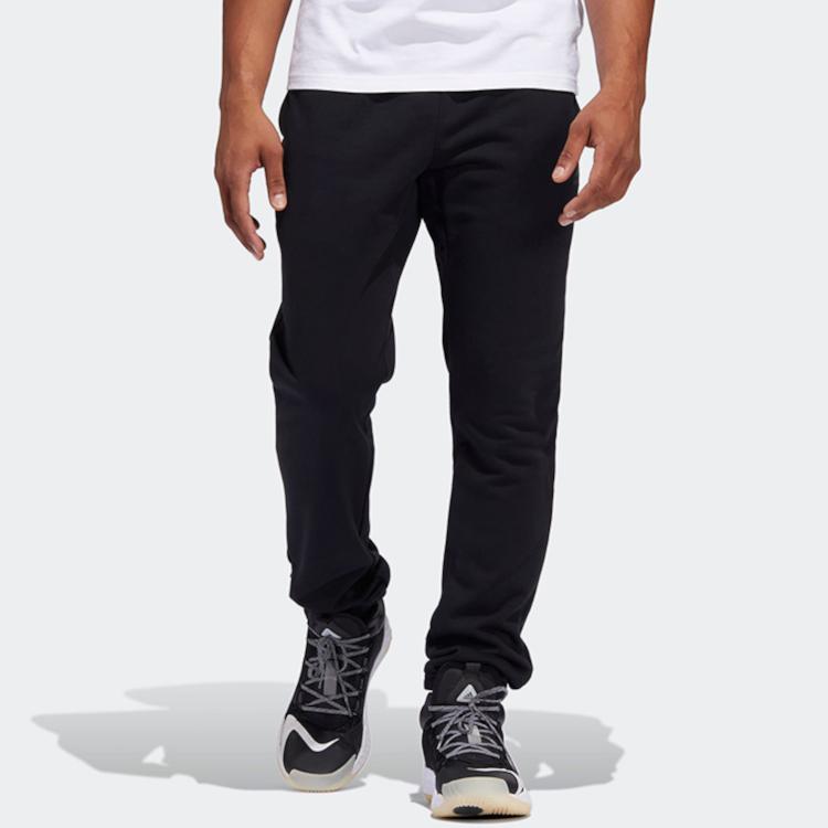 adidas Embroidered Logo Drawstring Joggers Men Bottoms Black HH8948