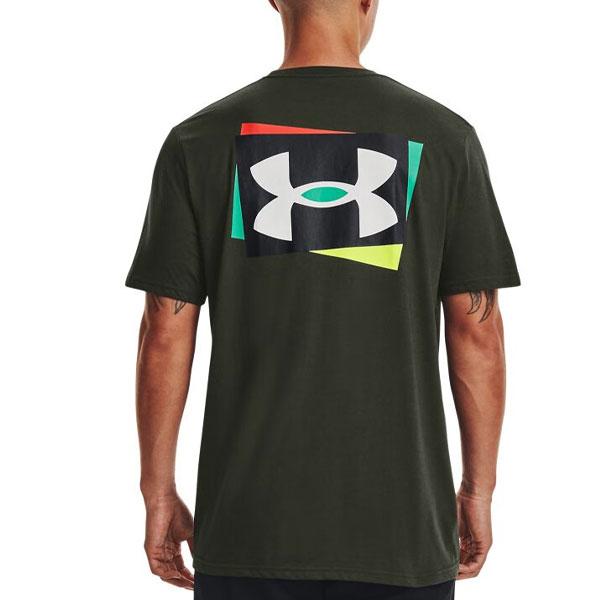 Under Armour Branded Letter Logo Print American Vintage Training Short Sleeve T-Shirt Men Tops Green 1370731-310