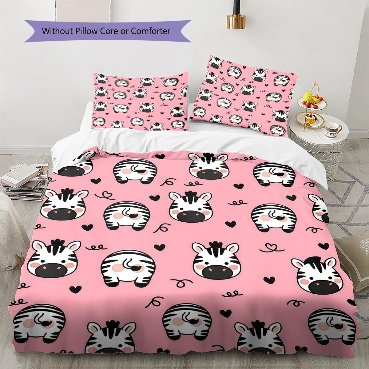 

Pink Cartoon Art Pattern Bedding,Quilt Set Quilt Cover Pillowcase Home Birthday Gift (1 * duvet cover + 2 * pillowcase, without core) 135x200cm