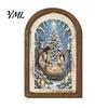 Arte Decorativa da Parete Cornice Portafoto in Legno Arcuata Vintage con Illustrazione Natalizia, Invecchiata Retrò per Decorazione Desktop e Camino,