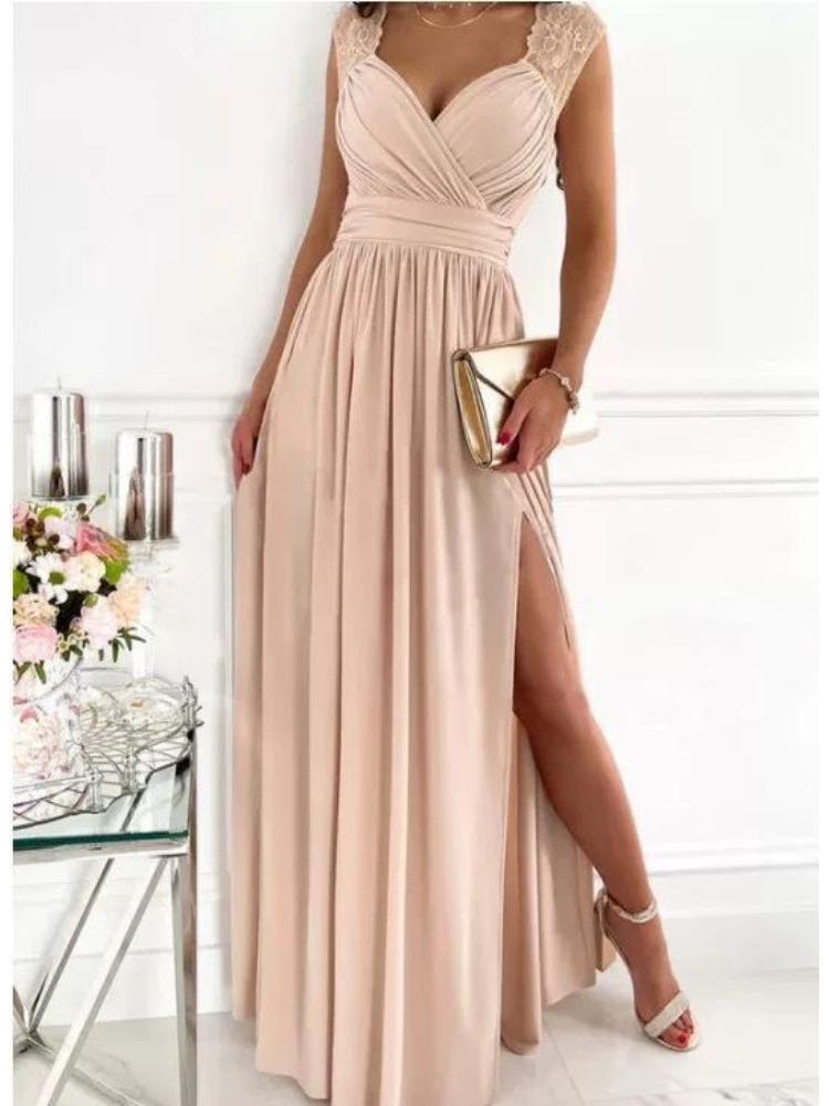 Sleeveless Lace Backless Slit Hem Women Dress Comfortable Lightweight High Recognition Elegant Style Slimming Flattering Fit