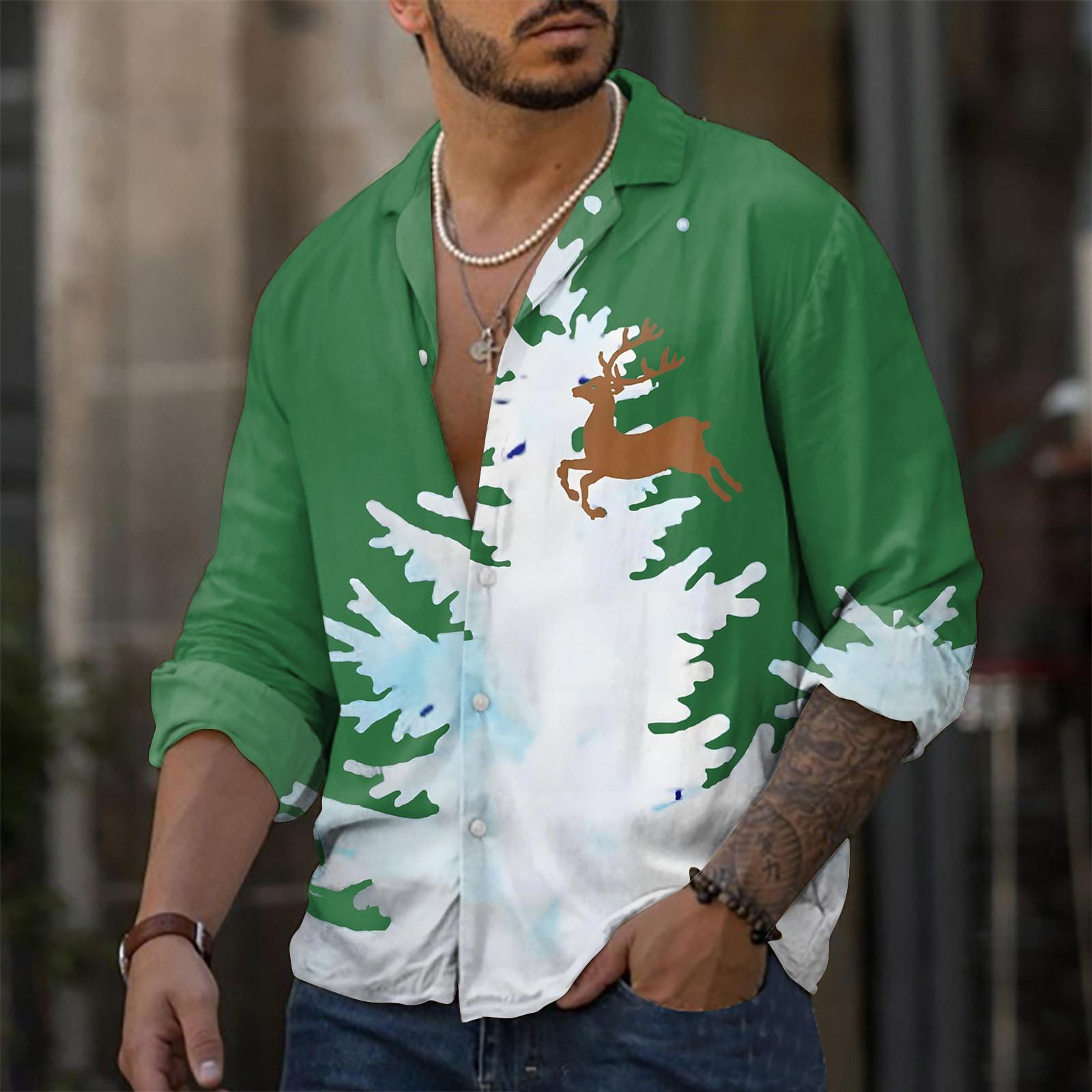 

Мужская повседневная свободная рубашка с длинными рукавами, модная рубашка с лацканами, топ XXXXL зелёный