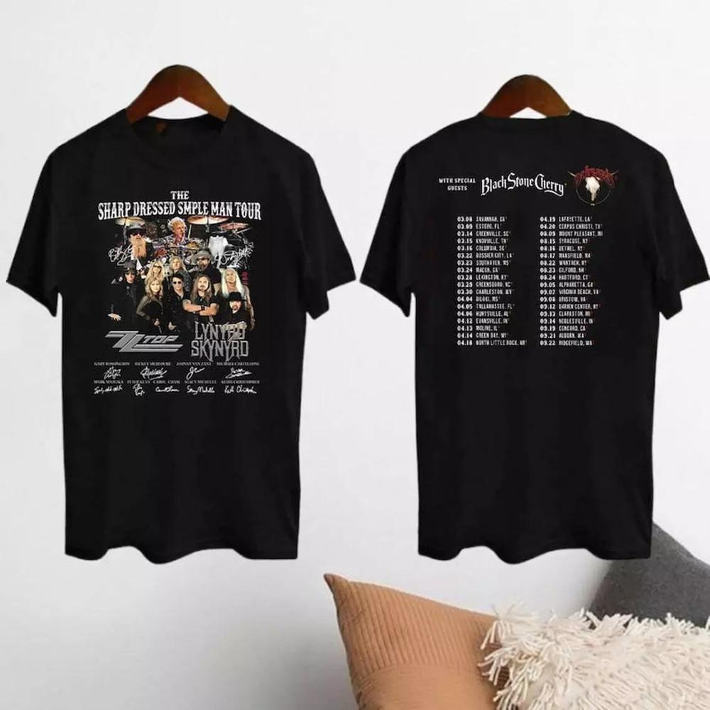 Lynyrd Skynyrd ZZ Top Tour 2024 Shirt Sharp Dressed Simple Man US Tour Shirt Unisex T-Shirt XXXXL