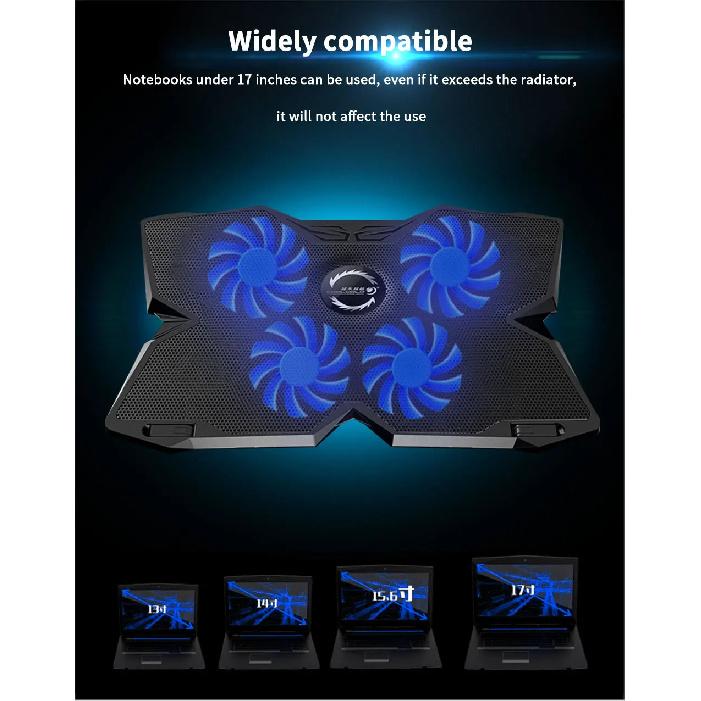 TISHRIC Laptop Cooler Stand 4 Cooling Fans Notebook Cooler Laptop Cooling Pad 2 USB Ports Notebook Stand Radiator For 13-17Inch