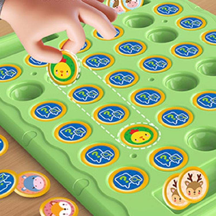 Multiplayer Animal/Fruit Theme Board Game Toy for Kids with Flip Chess for Family Gathering Classroom Activity Supply