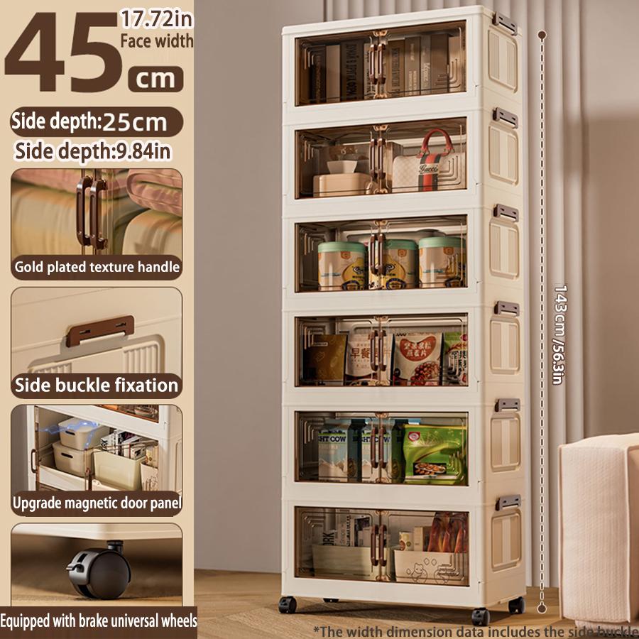 45/55/65cm Length Multifunction Folding Storage Cabinet Sundries Cabinet Large Capacity Dustproof Wardrobe Locker