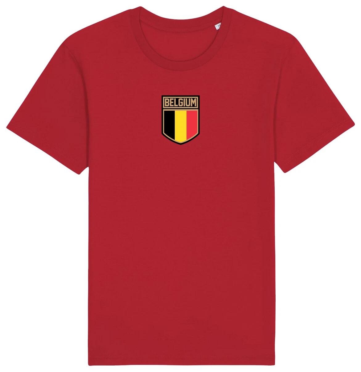 Belgium Flag Badge T-Shirt , Adults Kids Baby Family, Football World Cup 2026 100