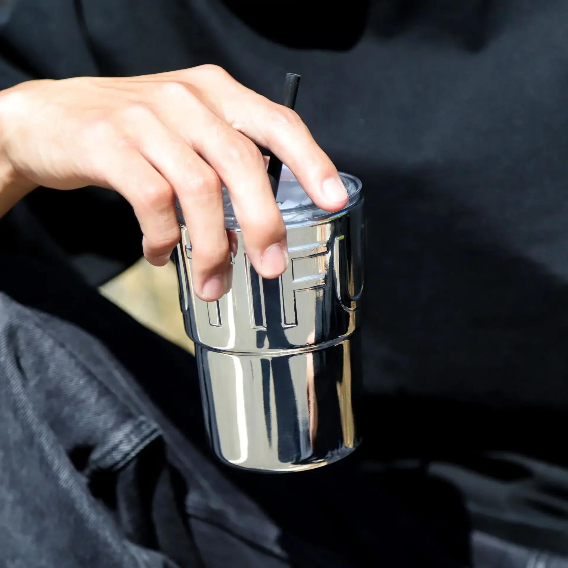 Glass Straw Coffee Cup, Female Ins Feng Shui Cup with Lid, Creative Cup, Internet Celebrity, Same Style Bamboo Node Cup 2025