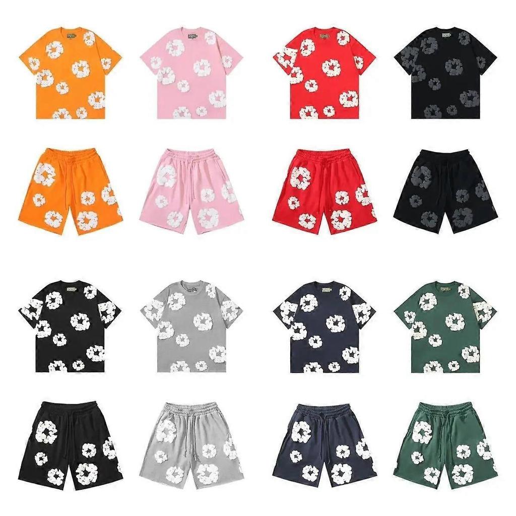 2025 Summer Men's Shorts Set, Hip Hop Style,Cotton, Casual Fitness, Travel Ready,2-Piece