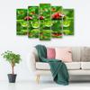 Five Piece Picture Canvas Print Ladybird Grass Drop