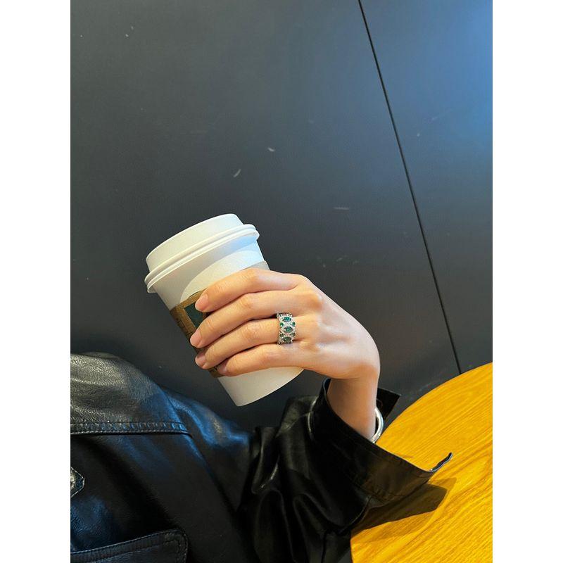 Emerald Ring European and American Style Wide Version Female Stylish Lace