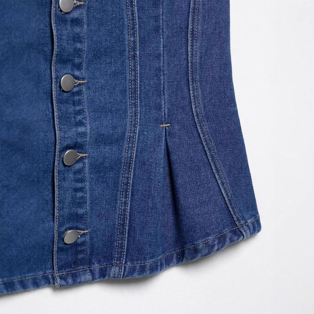 2025 Summer Women's Fashion: Denim Tube Top & Capri Pants Set