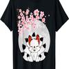 Kawaii Kitsune Fox Anime Sakura Cherry Blossoms T-Shirt