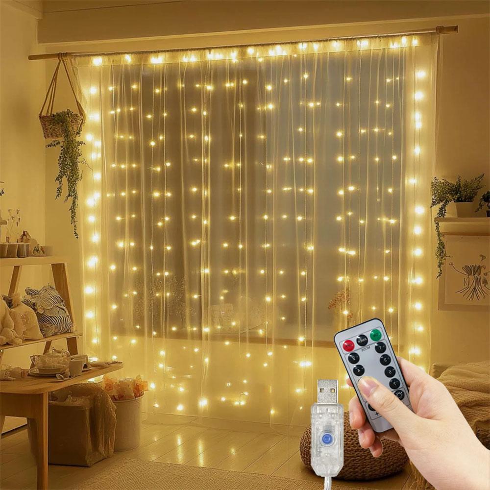 Xiaomi USB Curtain Lights - 8 Lighting Modes LED Fairy String Light for Christmas Halloween New Year Wedding Party Home Garden Decor