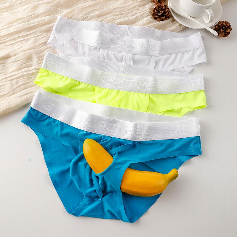 Men's Summer Ultra-thin Gun Egg Separation Ice Silk Breathable No Trace Low Waist Briefs