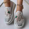 Fashion Mocassins À Enfiler Pour Femmes, Baskets En Maille, Décor Biscuits, Chaussures Plates Basses