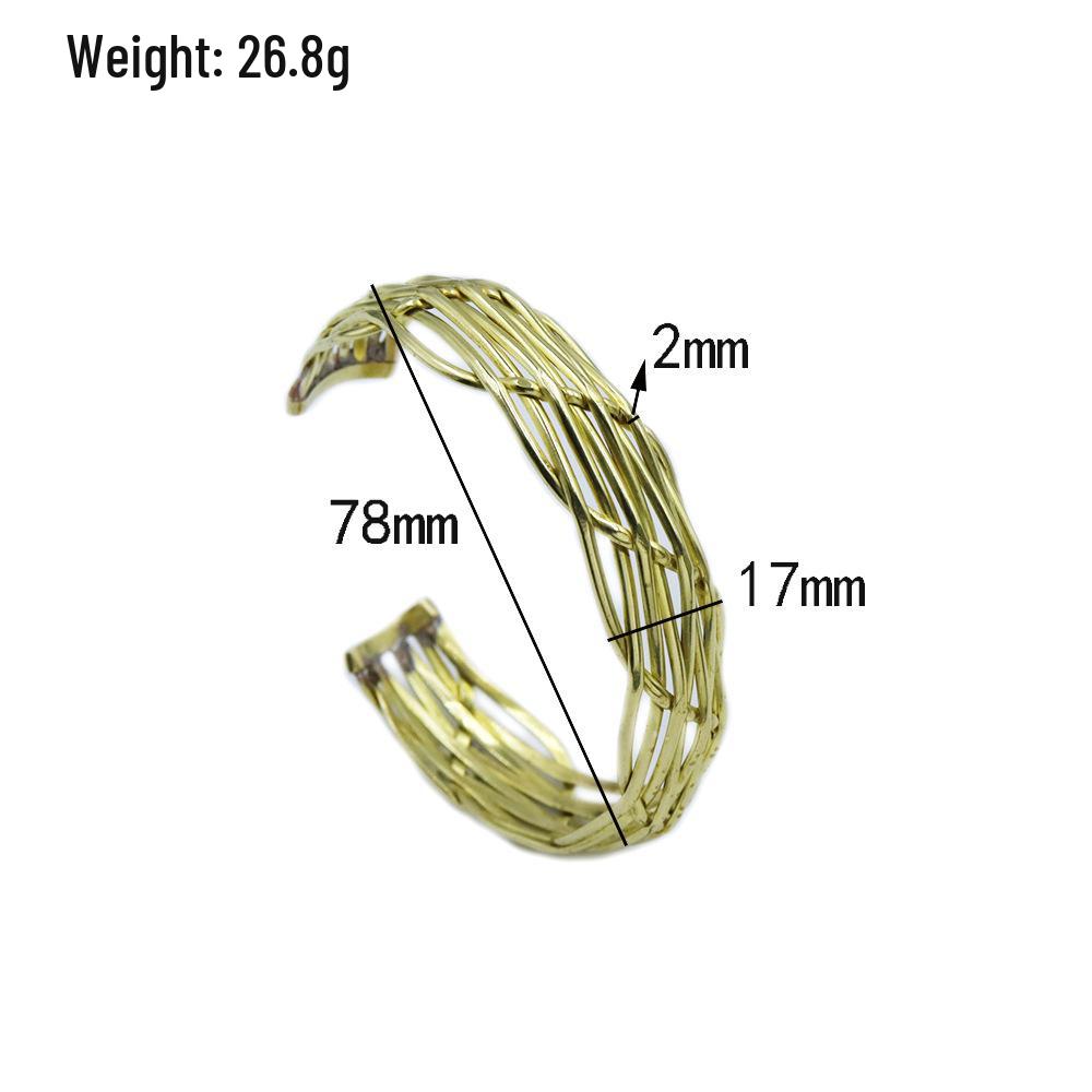 Retro European-American Wide Metal Wire Bracelet with Unique Braided Design