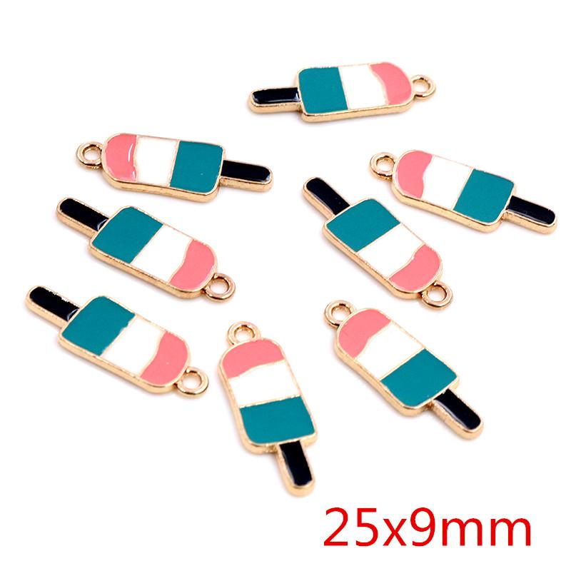 10pcs Summer Dessert  Alloy Metal Drop Oil Ice Cream Charms Pendant For DIY Bracelet Necklace Jewelry Making Finding
