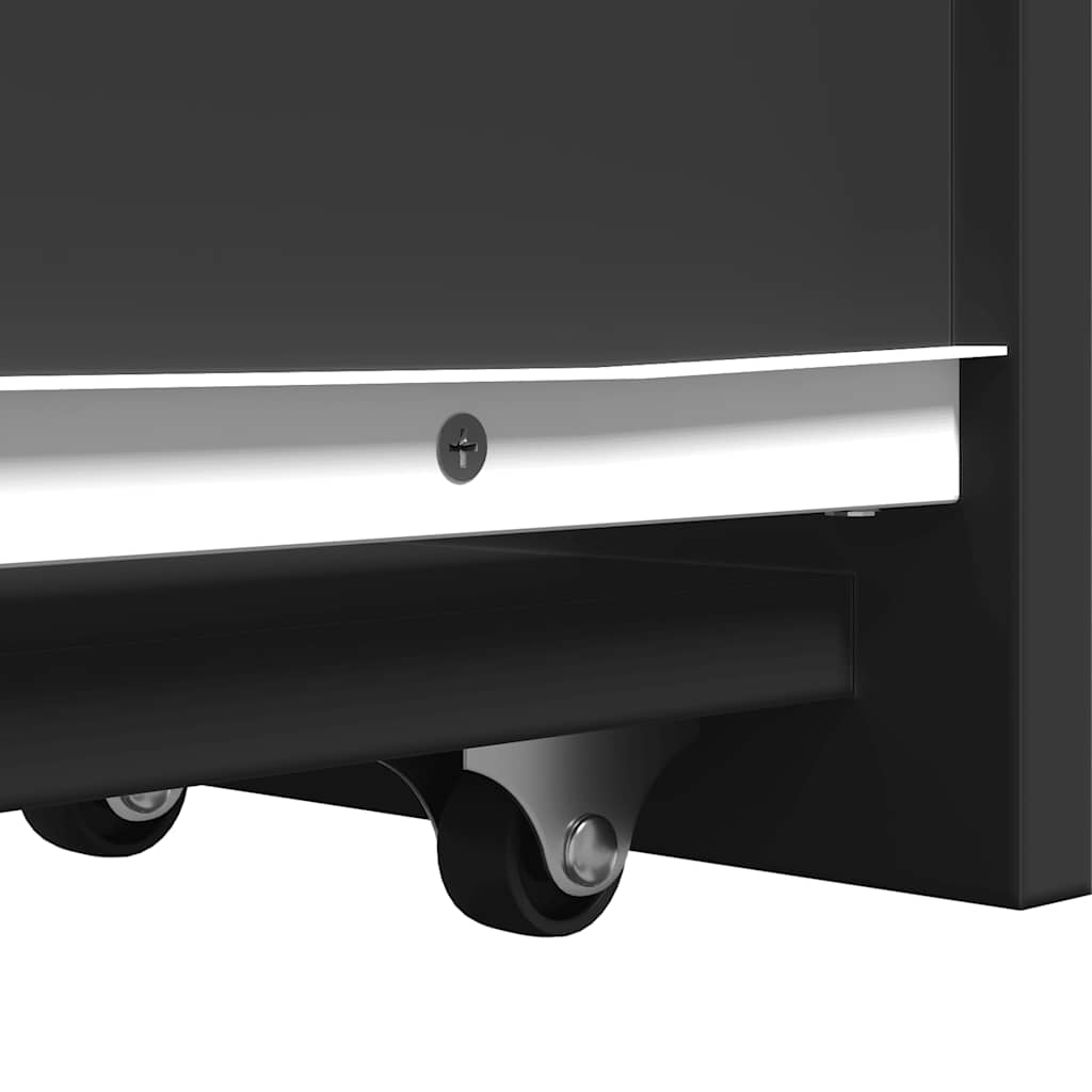 Narrow Bathroom Cabinet with Casters Black Particleboard