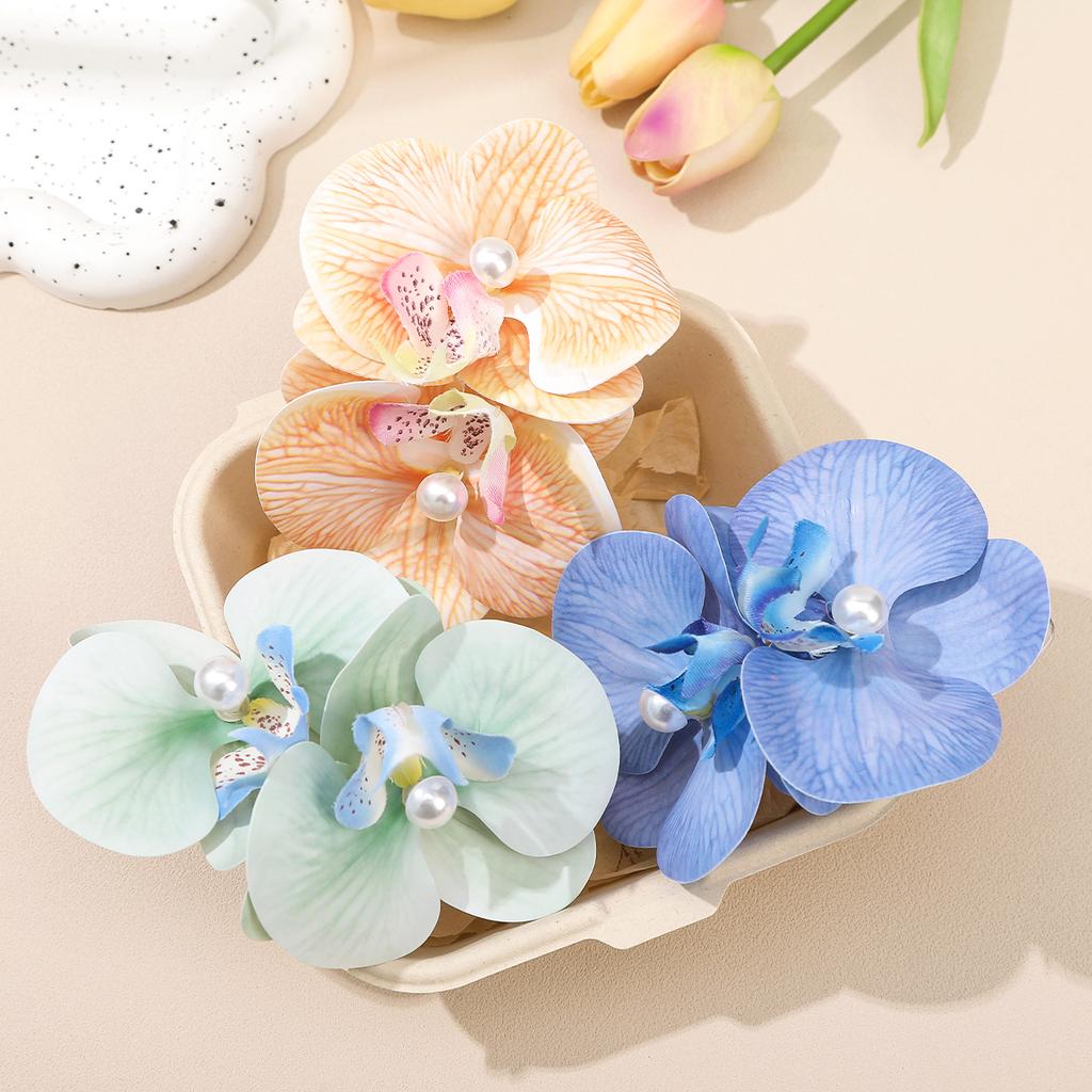 1PC Korean Pearl Big Flower Hair Clip Cute Butterfly Orchid Flower Hairpin Duckbill Clip Seaside Girl Hair Clip Hair Accessories