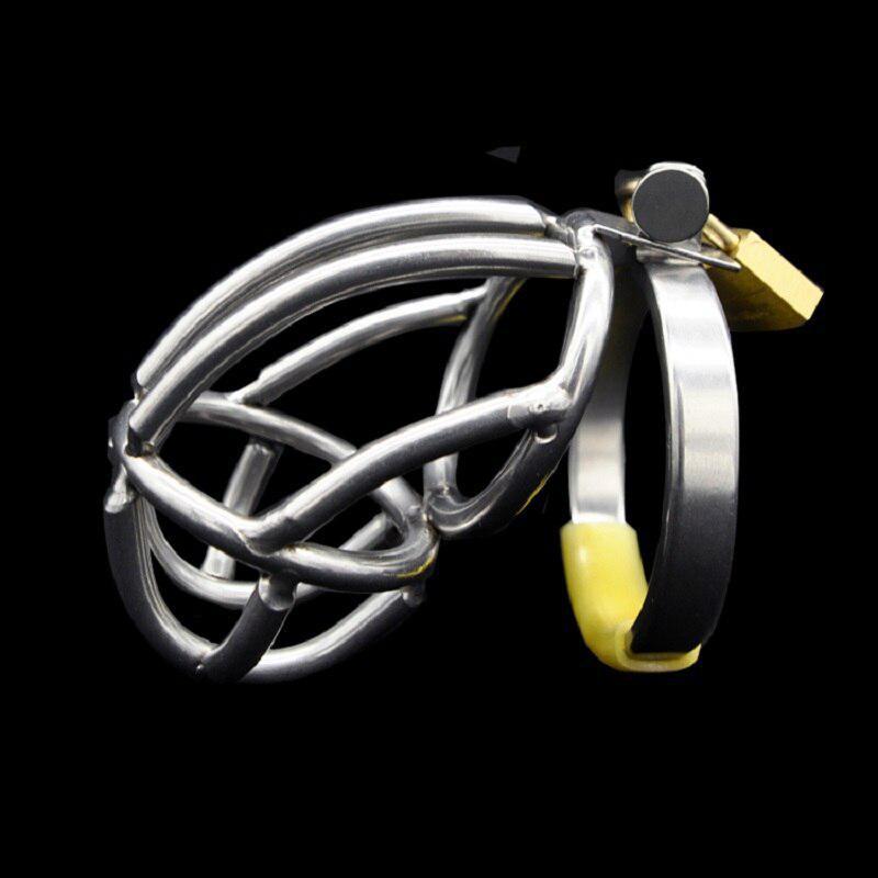 Cage de chasteté masculine en acier inoxydable, anneau de pénis, serrure métallique Standard
