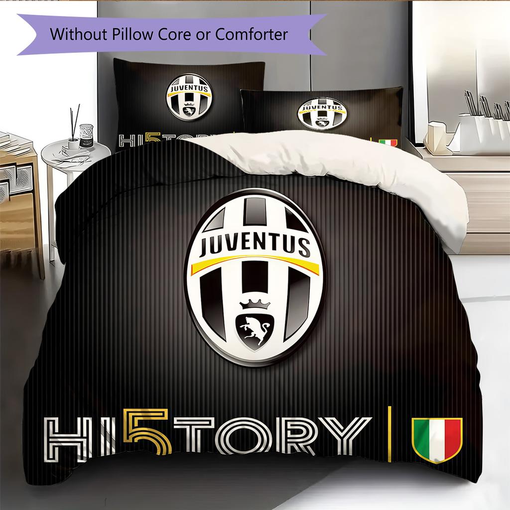 Set Copripiumino Trapuntato Juve Federa Federe Decorazione Casa Regalo di Compleanno (1 * copripiumino + 2 * federa, senza nucleo)