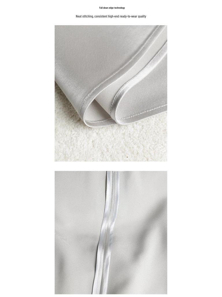 Acetic Acid Fabric Slimming Midi Skirt for Petite Women, A-Line, Mature, Drapey, Lustrous, Elastic Waist