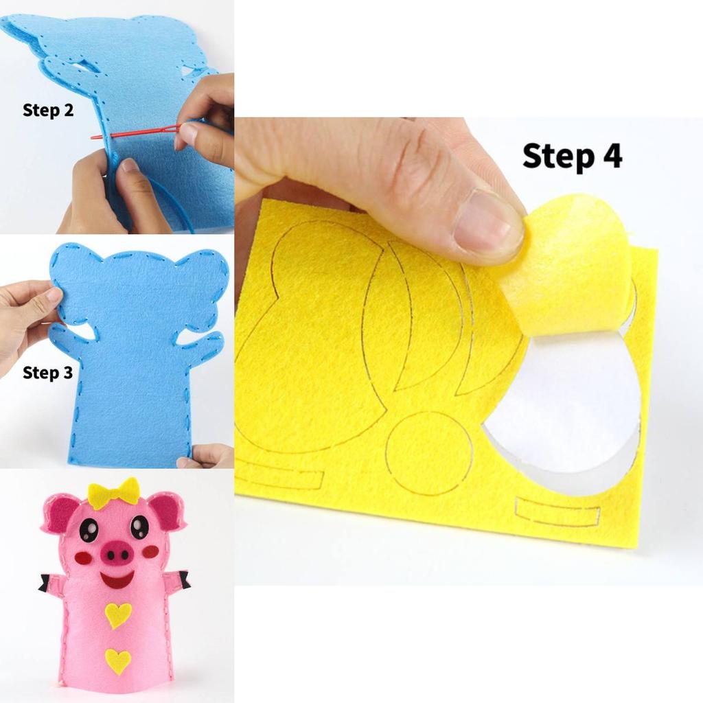 Children's Diy Craft Kit Non-woven Fabric Cartoon Animal Hand Puppets Kindergarten Handicraft Toy Set Characters)