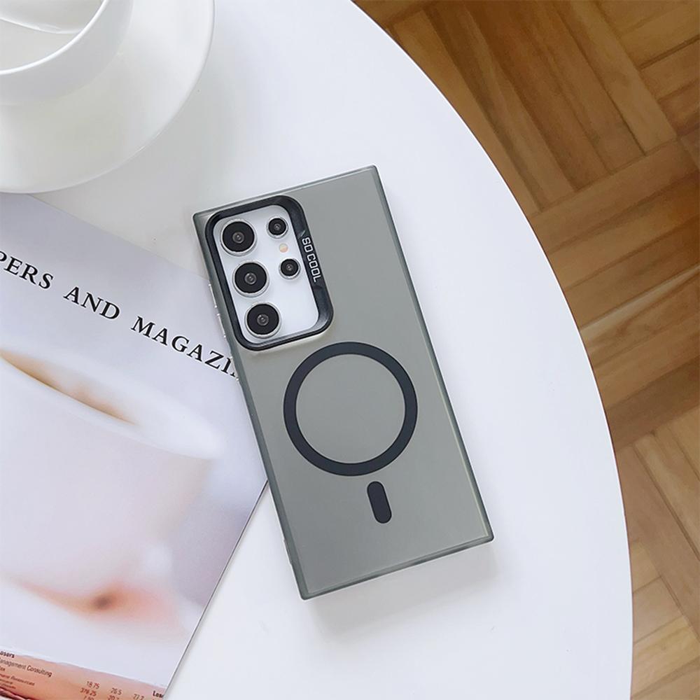 Luksus trådløst lade Magsafe-deksel for Samsung S25 S23 Ultra S22 S24 Plus S21 S20 FE Magnetisk støtsikker hardt støtfangerdeksel