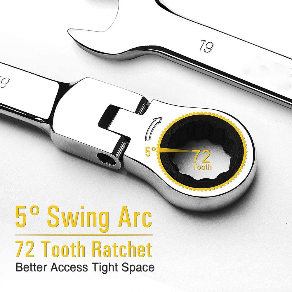 1pcs 6-24mm Ratchet Combination Set with Flexible Head Metric Wrenches Torque Universal Spanners for Car Repair Hand