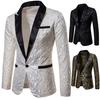 Herren Blazer Jacquard Ein Knopf Herbst Winter Taschen Revers Anzugmantel für Hochzeit