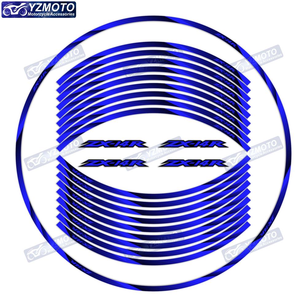 For kawasaki ZX-14R ZZR1400 motorcycle 17 inch front and rear rims decals decorate waterproof reflective wheel hub stickers
