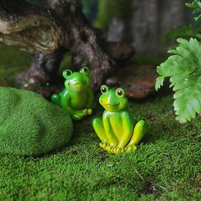 Zahradní Miniaturní Žabí Socha Vnitřní Venkovní Sedící Žabí Figurka Pryskyřice Kreslená Zvířecí Socha Květináč Mikrokrajinná Dekorace Ornament