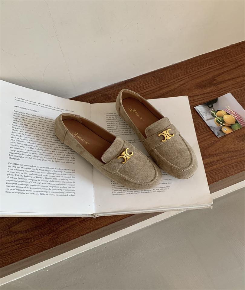 

Metal buckle Boken shoes women s spring and autumn 2025 new comfortable soft sole soft surface big head shoes loafers 40 хаки