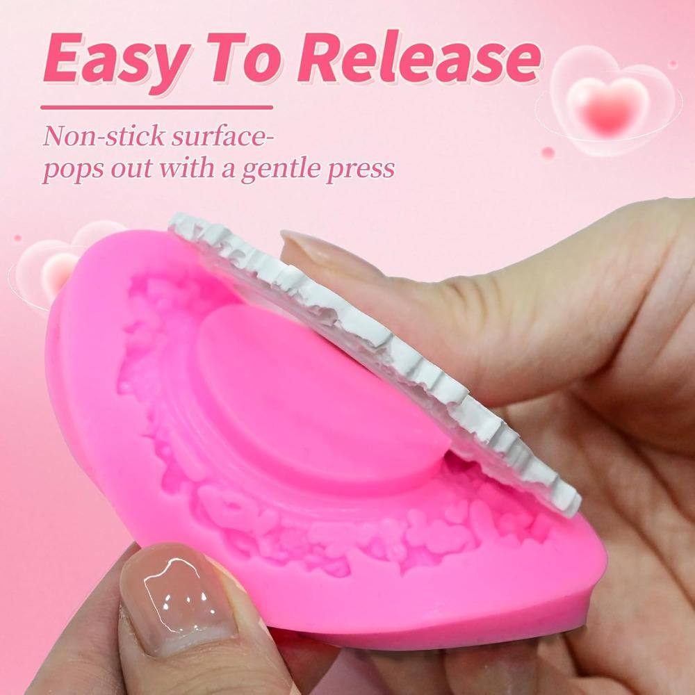 8pcs Picture Frame Mold Baroque Frame Chocolate Mold Vintage Photo Frames Silicone Molds