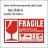 Fragile Label: Handle with Care, Arrows Up, Do Not Step/Invert (Chinese/English)