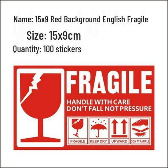 Fragile Label: Handle with Care, Arrows Up, Do Not Step/Invert (Chinese/English)