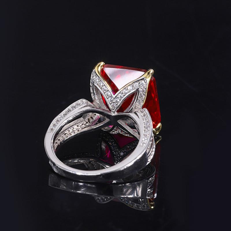 Gica Gema Bague de fiançailles en argent Sterling 925, 12x14mm, pierres précieuses en Zircons, pierre de naissance, bijoux fins pour mariage