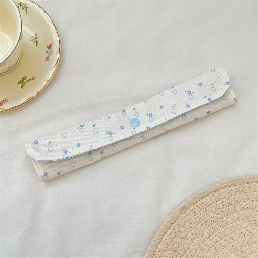 Portable Lightweight Tableware Storage Bag Snap Button Fixed Utensil Pouch Student Use