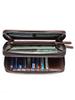 Malunt Men's Genuine Leather Multifunctional Long Wallet Clutch with Zipper