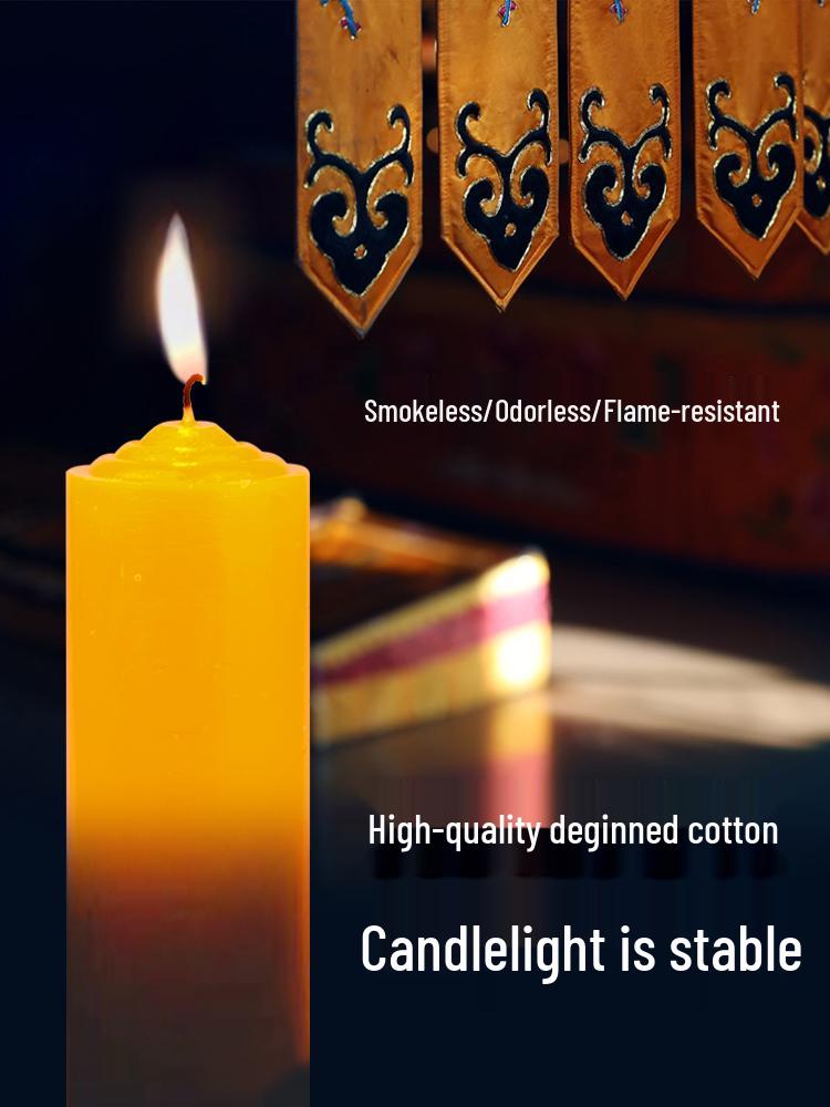Smokeless Odorless Long-Lasting Emergency Candles: White, Yellow, Red, Thick Cylindrical for Holidays