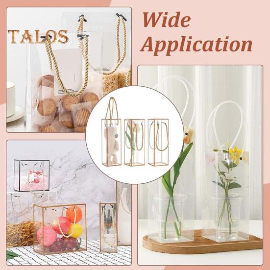 12 Pcs Clear Plastic Gift Box Transparent Cuboid Candy Box with Golden Borders And Cord Party Favor Wrapping Box for Bridal Gift Treats