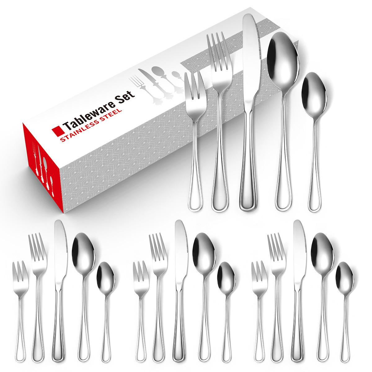 2026 Набор столовых приборов из нержавеющей стали, 20 предметов, креативный золотой, для дома, западной кухни, стейковый нож, вилка, ложка Quantity 20