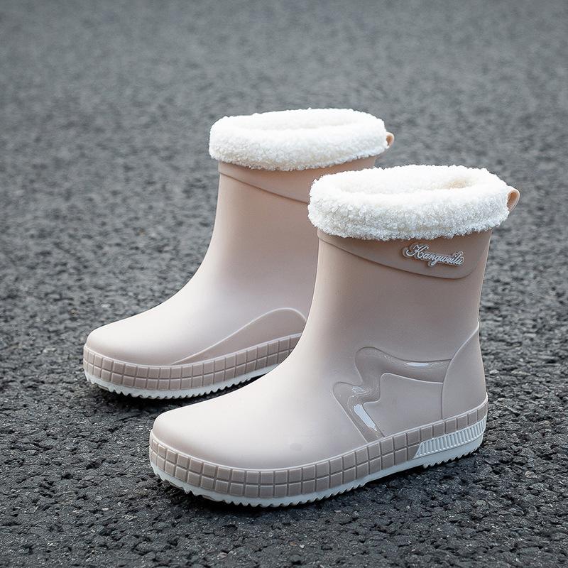 Rain Shoes Women's Fashion Outer Wear Overshoes Lightweight Waterproof Rubber Shoes New Work Non-slip Short Rain Boots