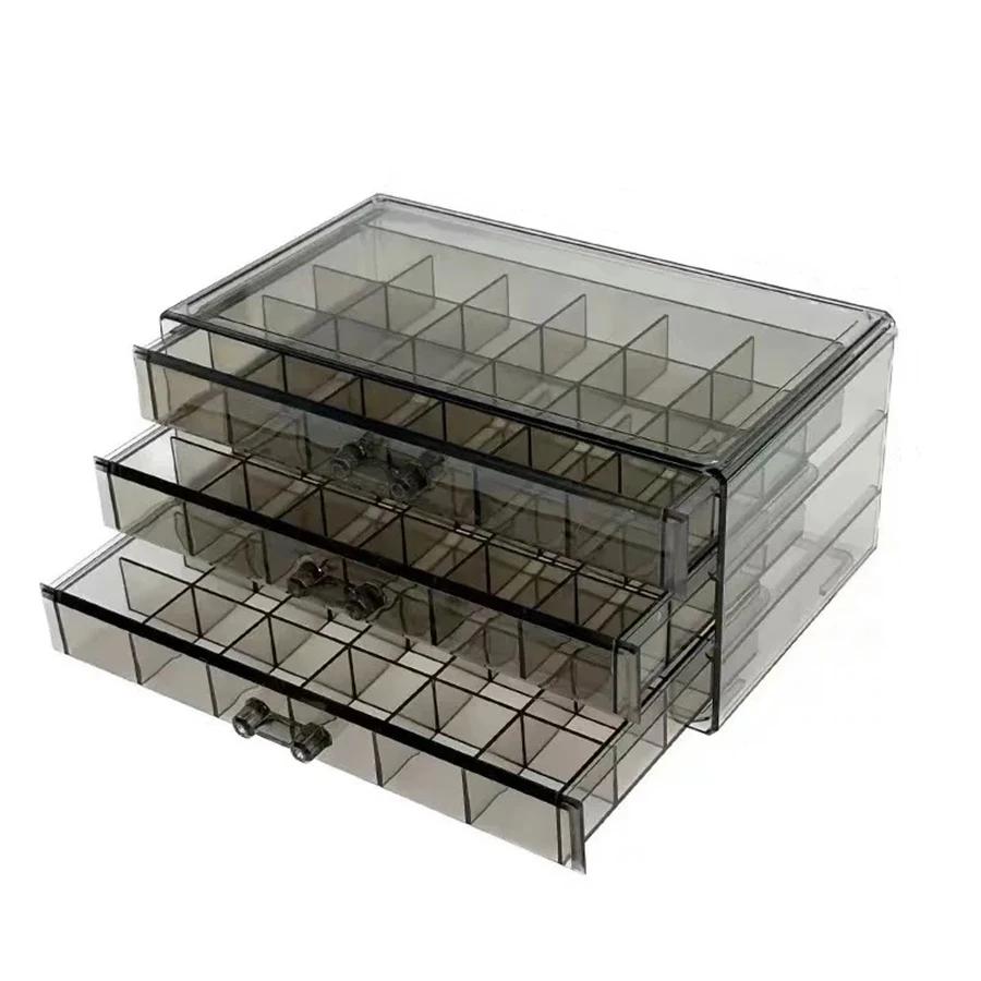 Jewellery Storage Box, Transparent, Three Layers, Large Capacity, Ring, Earring, Necklace, Dressing Table Storage Box