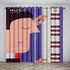Music Stage Electric Guitar Shelf Drum Instrument Design Sunshade Curtains Living Room Bedroom Home Decoration Thin Curtains