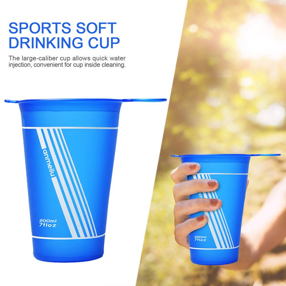 200ML foldable water cup for Outdoor Sports Marathon Running Folding Portable TPU Soft Water Bottle BPA Free Sports Drinking Cup