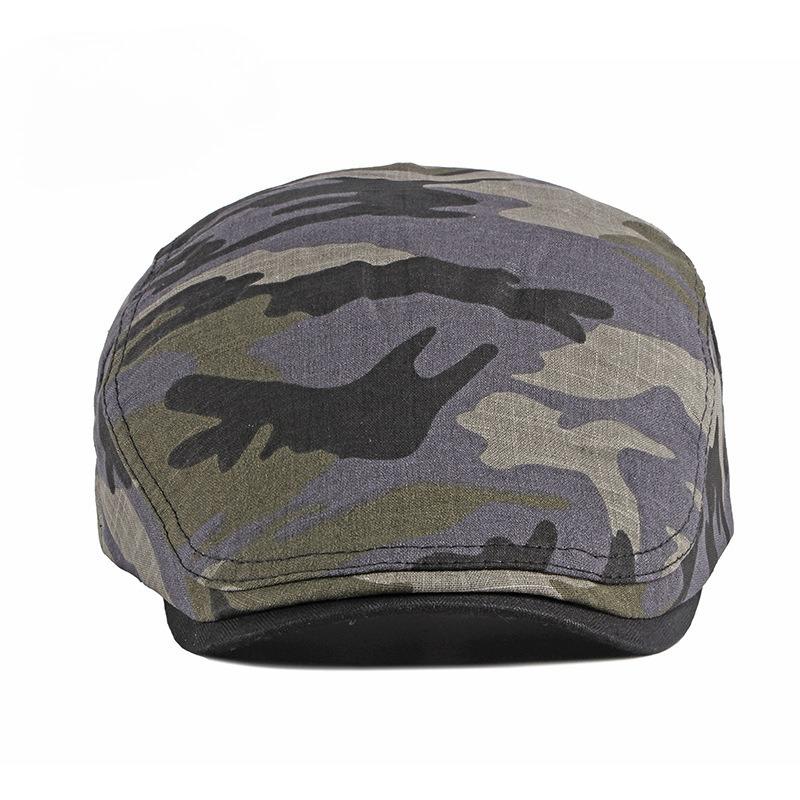 Men Women Camouflage Beret Hat Summer Thin Cotton Breathable Flat Cap Military Retro Newsboy Cap Outdoor Adjustable Duckbill Hat