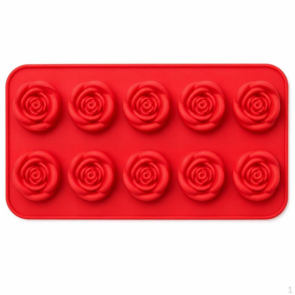 Silicone 10Cavity Rose Flower Ice Cube Tray Multifunctional Cake Mold Chocolate Baking Easy