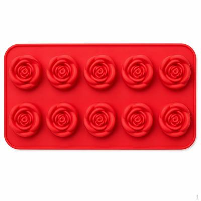 Silicone 10Cavity Rose Flower Ice Cube Tray Multifunctional Cake Mold Chocolate Baking Easy